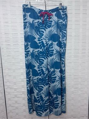 Quagga Green Label Teal Tropical Leaf Flower Lounge / Sleep Pants Size Large